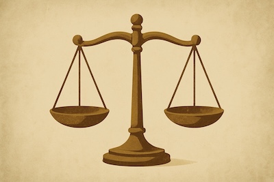 image indicating the scales of judgment after death.